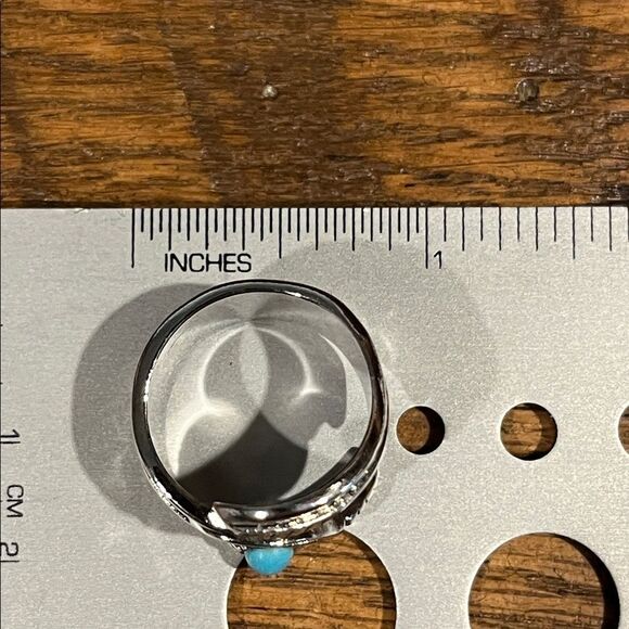 Boho Turquoise cuff adjustable feather ring - Picture 7 of 9